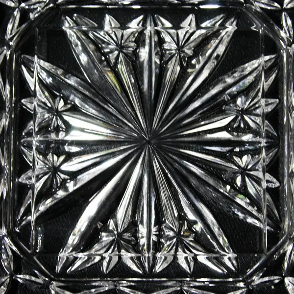 Vintage Square Early American Pressed Glass Tray Crisscross Star Pattern 5"