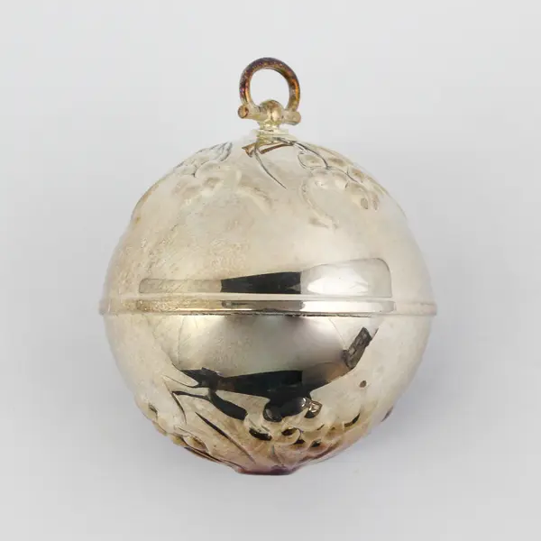 Reed & Barton Silver Plated Holly Ball Ornament 3" Tarnished