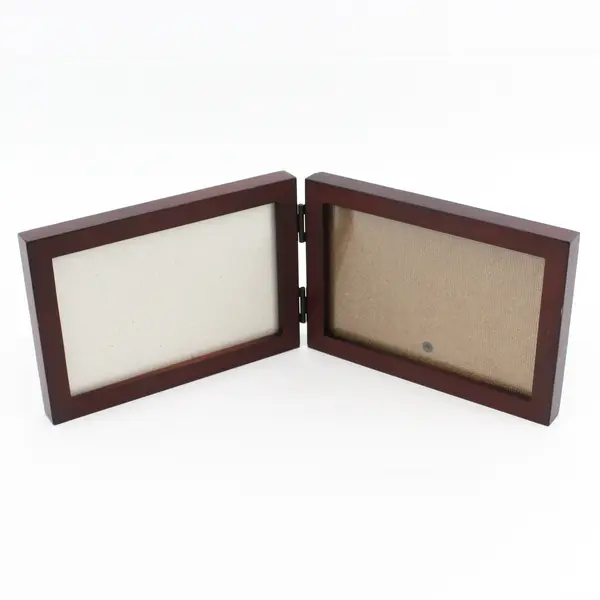 Double Walnut 2-Photo Hinged Picture Frame 