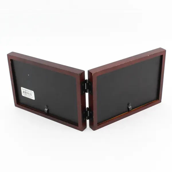 Double Walnut 2-Photo Hinged Picture Frame 