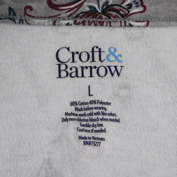 Croft & Barrow Multicolor Floral Print Gray Long-Sleeve Top Women's Large