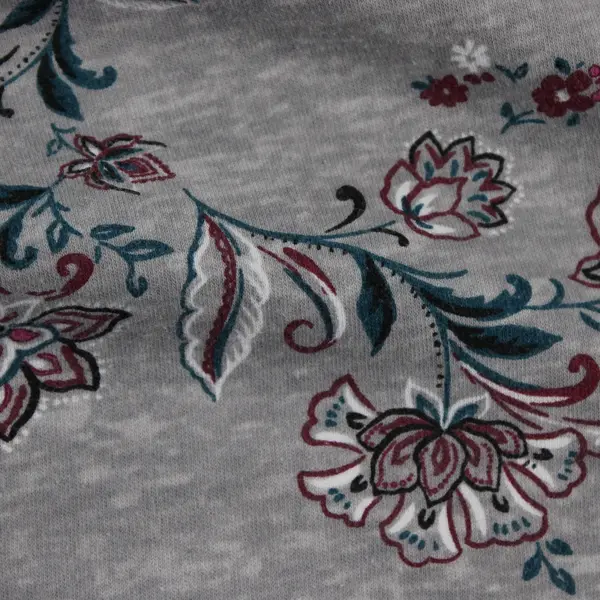 Croft & Barrow Multicolor Floral Print Gray Long-Sleeve Top Women's Large