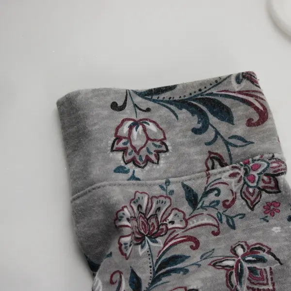 Croft & Barrow Multicolor Floral Print Gray Long-Sleeve Top Women's Large