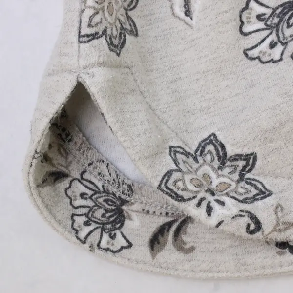 Croft & Barrow Beige Floral Print Off-White Long-Sleeve Top Women's Large