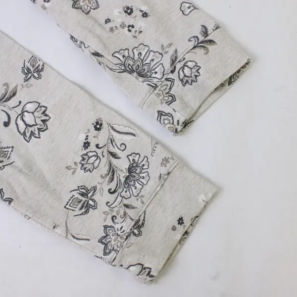 Croft & Barrow Beige Floral Print Off-White Long-Sleeve Top Women's Large