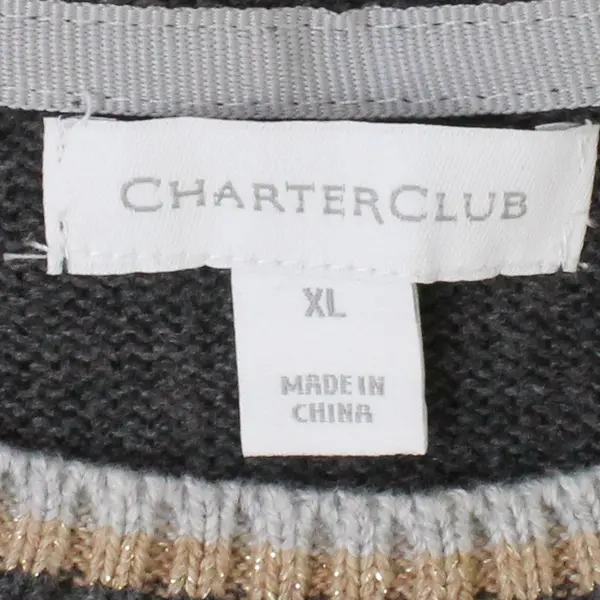 Charter Club Winter Scene Gray Knit Sweater Women's XL
