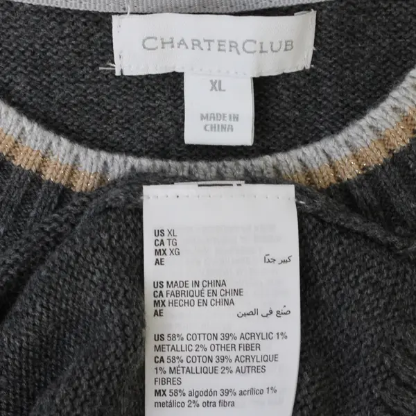Charter Club Winter Scene Gray Knit Sweater Women's XL