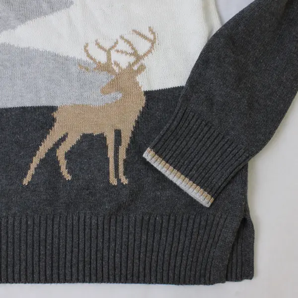 Charter Club Winter Scene Gray Knit Sweater Women's XL