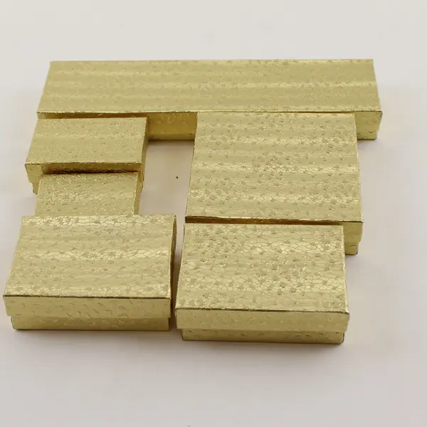 Lot of 6 Gold Foil Jewelry Gift Boxes Assorted Sizes New