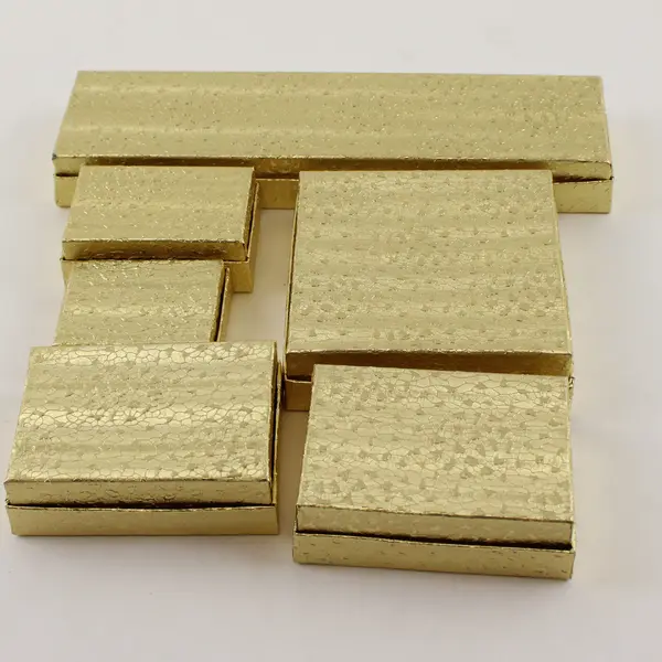 Lot of 6 Gold Foil Jewelry Gift Boxes Assorted Sizes New