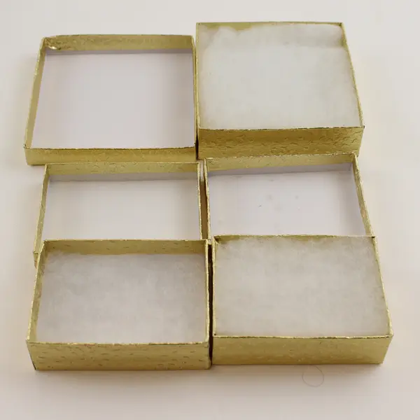 Lot of 6 Gold Foil Jewelry Gift Boxes Assorted Sizes New
