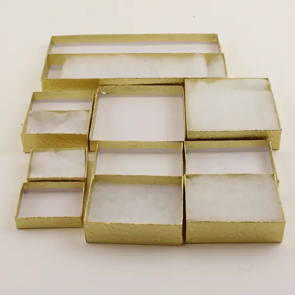 Lot of 6 Gold Foil Jewelry Gift Boxes Assorted Sizes New