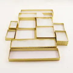 Lot of 6 Gold Foil Jewelry Gift Boxes with Lids Assorted Sizes New 