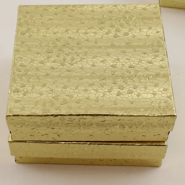 Lot of 6 Gold Foil Jewelry Gift Boxes with Lids Assorted Sizes New 