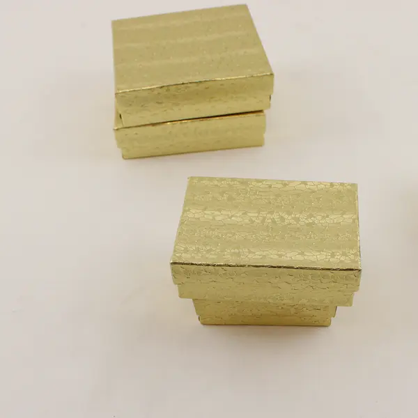 Lot of 6 Gold Foil Jewelry Gift Boxes with Lids Assorted Sizes New 