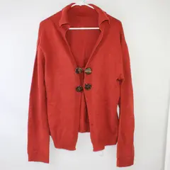 Burnt Orange Button-Front Knit Cardigan Women's Large