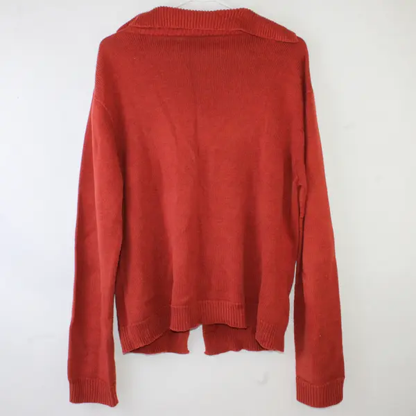 Burnt Orange Button-Front Knit Cardigan Women's Large