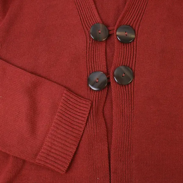Burnt Orange Button-Front Knit Cardigan Women's Large