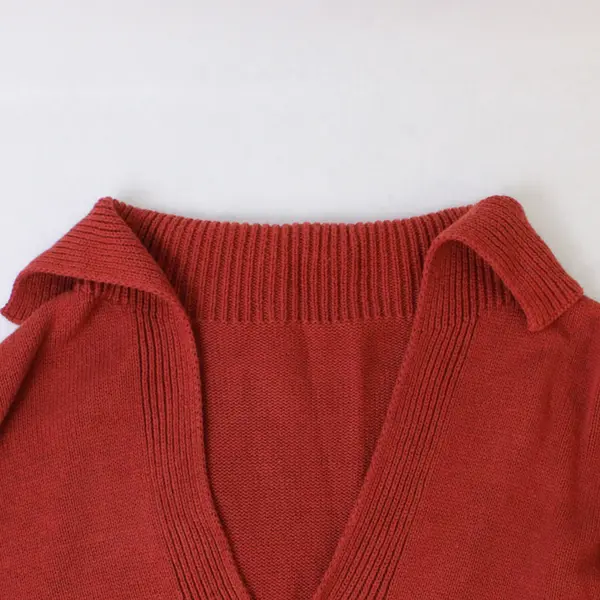 Burnt Orange Button-Front Knit Cardigan Women's Large