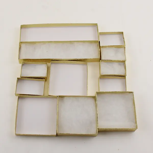 Lot of 6 Gold Foil Jewelry Gift Boxes with Lids Assorted Sizes New