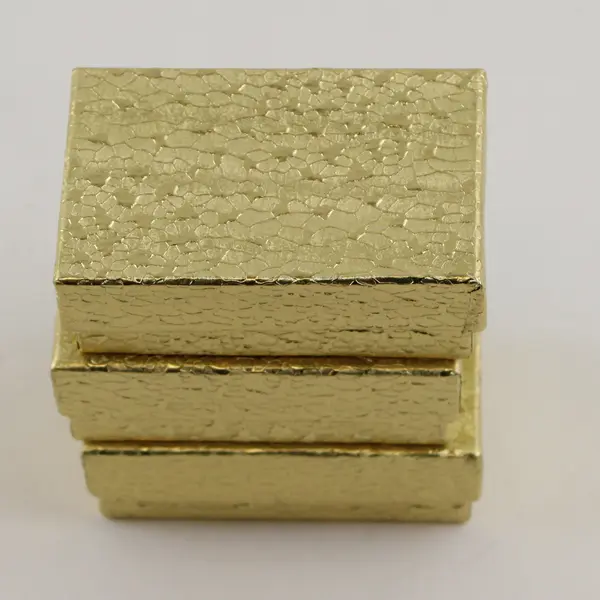 Lot of 6 Gold Foil Jewelry Gift Boxes with Lids Assorted Sizes New