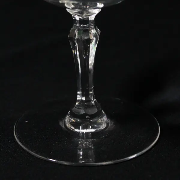 Crystal Champagne Low Sherbet Glass Embossed Diagonal Floral Vine Pattern