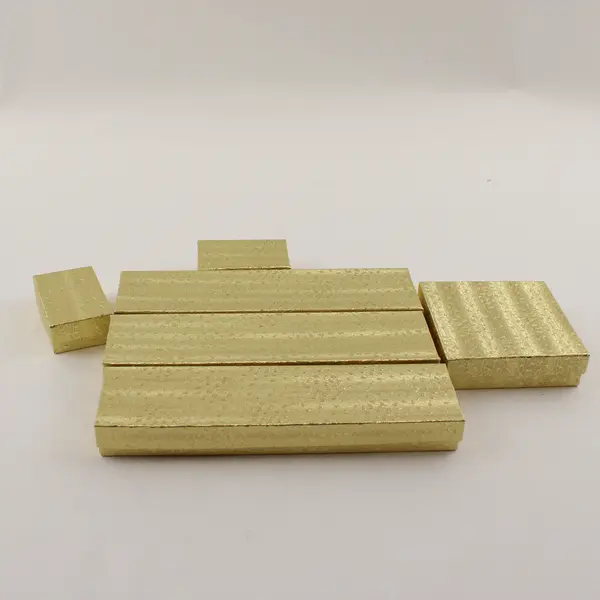 Lot of 6 Gold Foil Jewelry Gift Boxes Assorted Sizes New 