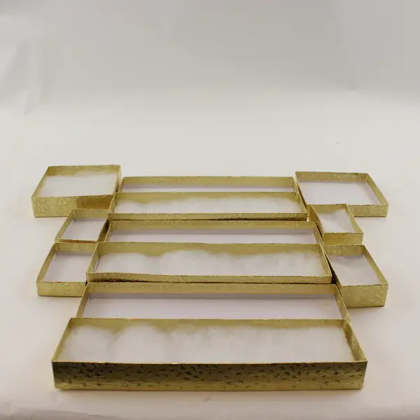 Lot of 6 Gold Foil Jewelry Gift Boxes Assorted Sizes New 