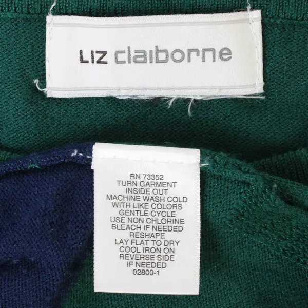 Liz Claiborne Green and Blue Striped Knit Top Women's Large