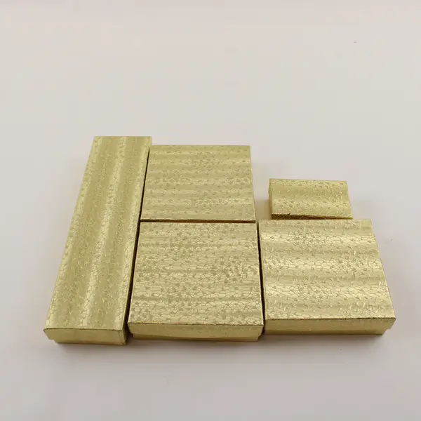 Lot of 5 Gold Foil Jewelry Gift Boxes Assorted Sizes New 