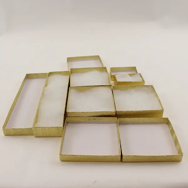 Lot of 5 Gold Foil Jewelry Gift Boxes Assorted Sizes New 