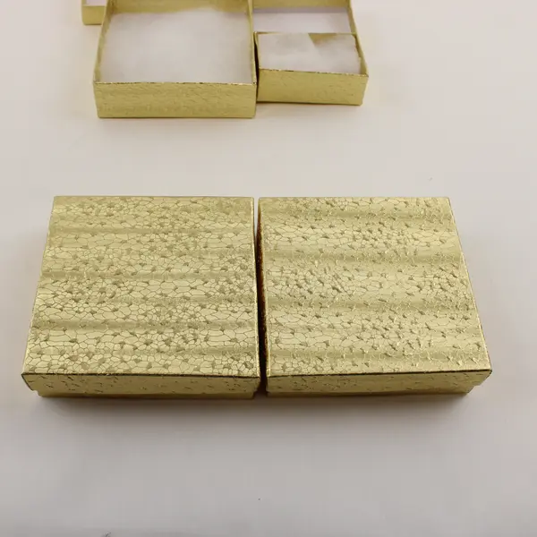 Lot of 5 Gold Foil Jewelry Gift Boxes Assorted Sizes New 