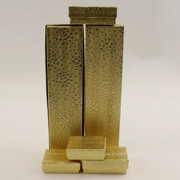 Lot of 6 Gold Foil Jewelry Gift Boxes Assorted Sizes New 