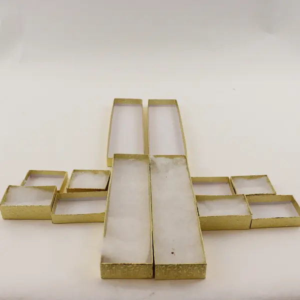 Lot of 6 Gold Foil Jewelry Gift Boxes Assorted Sizes New 