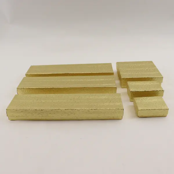 Lot of 6 Gold Foil Jewelry Gift Boxes Assorted Sizes New 