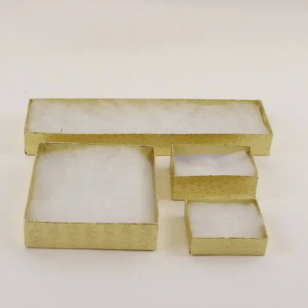 Lot of 6 Gold Foil Jewelry Gift Boxes Assorted Sizes New 