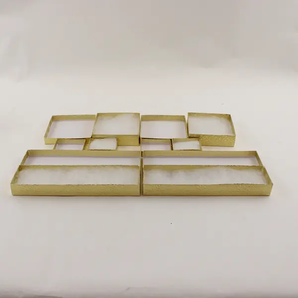 Lot of 6 Gold Foil Jewelry Gift Boxes Assorted Sizes New 