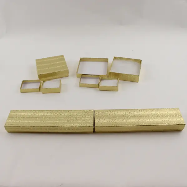 Lot of 6 Gold Foil Jewelry Gift Boxes Assorted Sizes New 