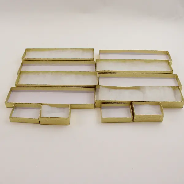 Lot of 6 Gold Foil Jewelry Gift Boxes Assorted Sizes New 