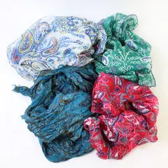Lot of 4 Sheer Vibrant Multicolor Boho Scarves