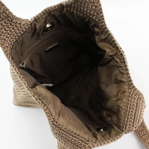 The SAK Crocheted Crossbody Shoulder Bag,  Brown 11" Long 