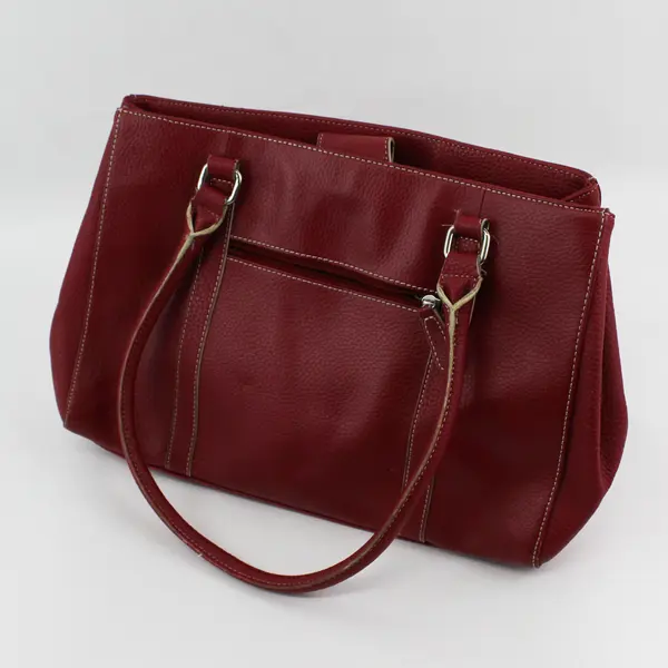 Large Vintage Red Wilson's Leather Purse w/Handles, Protective Feet 