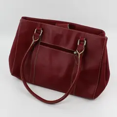 Large Vintage Red Wilson's Leather Purse w/Handles, Protective Feet 