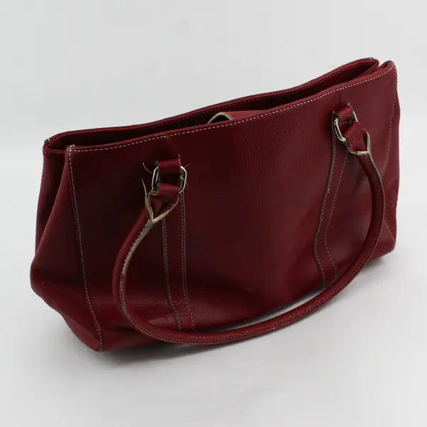 Large Vintage Red Wilson's Leather Purse w/Handles, Protective Feet 