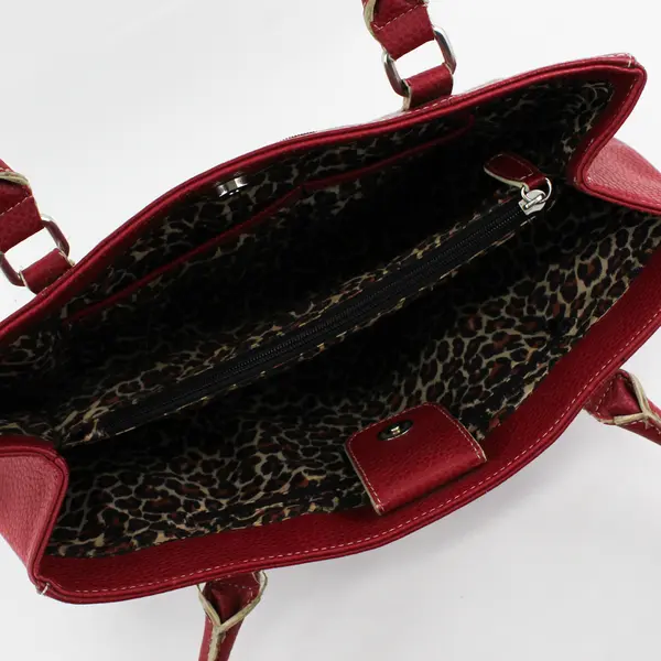 Large Vintage Red Wilson's Leather Purse w/Handles, Protective Feet 