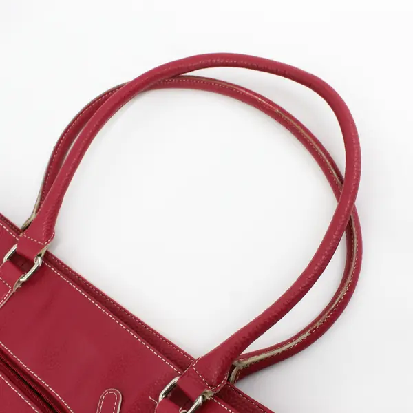 Large Vintage Red Wilson's Leather Purse w/Handles, Protective Feet 