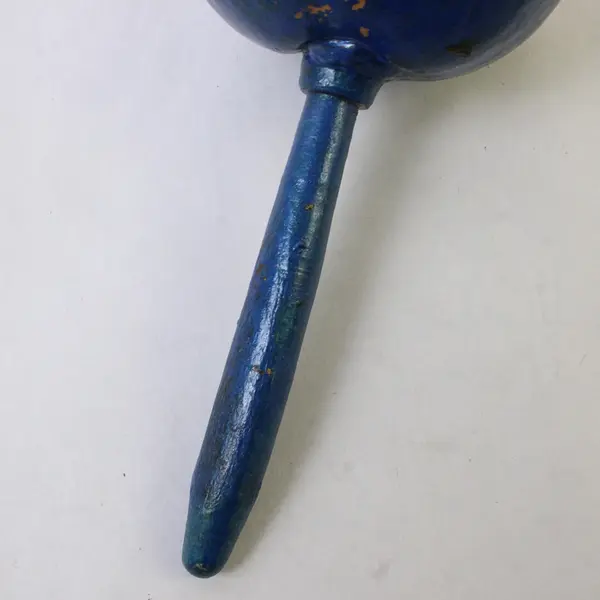 Vintage Blue Hand-Painted Mexican Gourd Maracas