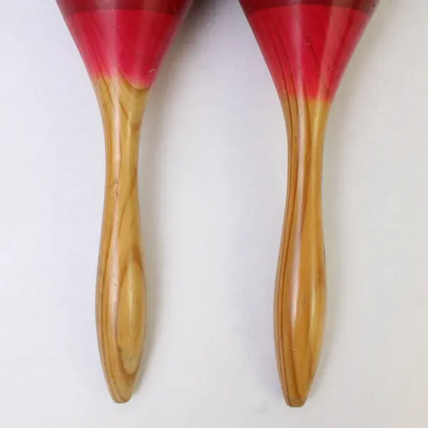 Vintage Wooden Red Floral Carved Maracas