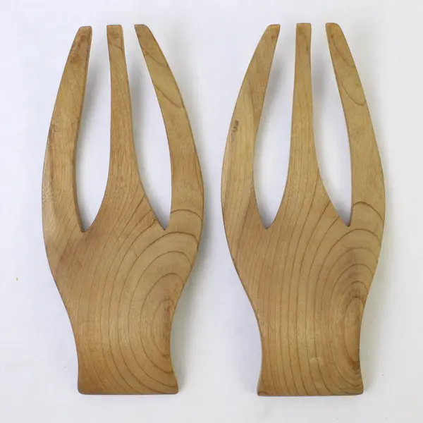 Set of 2 Wooden Salad Hands Kitchen Utensils
