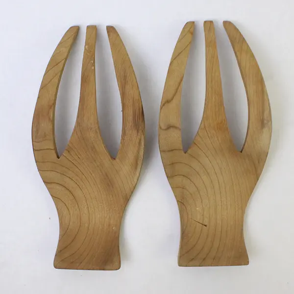 Set of 2 Wooden Salad Hands Kitchen Utensils